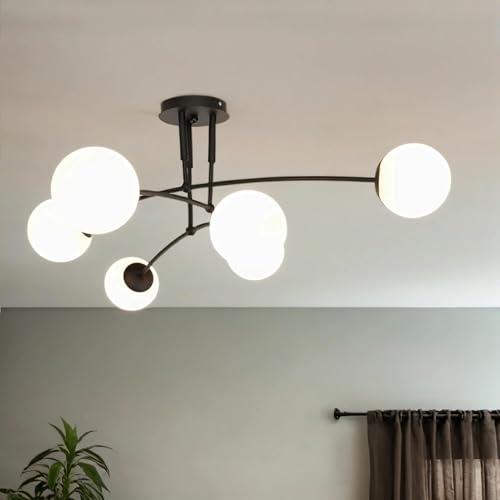 Licht-Erlebnisse Elegante Deckenleuchte Schwarz Weiß 3x E14 Modern Metall Glas SENARA Deckenlampe Wohnzimmer von Licht-Erlebnisse