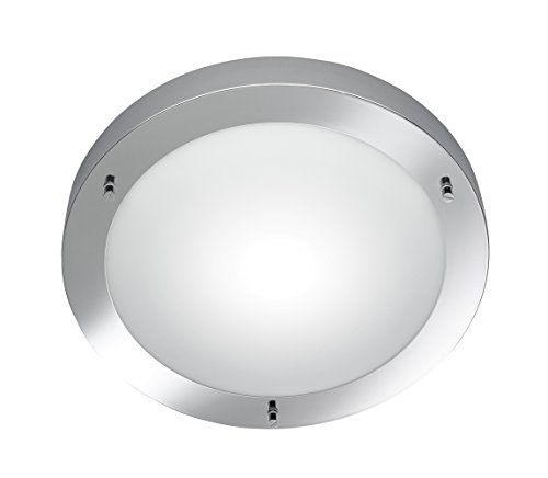 Elegante Deckenleuchte in Nickel matt Weiß 1x E27 bis zu 60 Watt 230V aus Metall & Glas opal Badezimmer Lampe Leuchten Beleuchtung von Licht-Erlebnisse