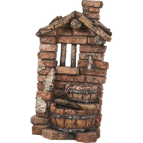 Gartenbrunnen Stein Optik klein 32 x 22 x 66 cm Braun aus Polyresin dekorativ Kaskadenbrunnen außen Wasserspiel von Licht-Erlebnisse