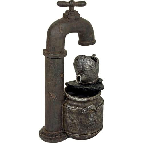 Gartenbrunnen klein 41 x 28 x 74,5 cm aus Polyresin in Shabby Rostbraun antik dekorativ Springbrunnen Garten Wasserspiel außen von Licht-Erlebnisse
