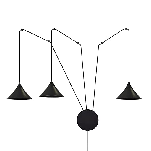 Licht-Erlebnisse Hängelampe mit Stecker Schalter Schwarz Metall Modern Design flexibel Esstisch Bett Wohnzimmer Lampe von Licht-Erlebnisse