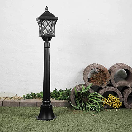 Licht-Erlebnisse Wegeleuchte Außen Glas Aluminium Anthrazit IP23 Garten H:112 E27 max. 60W nostalgische Laterne Rustikal Stehlampe Outdoor TAY von Licht-Erlebnisse