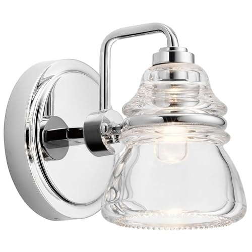 Kleine Wandleuchte Bad mit LED G9 IP44 16,3 cm hoch Chrom 3000 K warmweiß Metall Glas Vintage Badezimmerlampe Wand Lampe Spiegel Licht von Licht-Erlebnisse