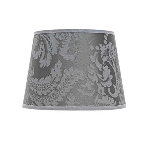 Lampenschirm E14 Ø19,5cm aus Stoff floral silber-grau Blumenmuster konisch für Tischlampen Vintage Look Ersatzschirm für Nachttischlampen von Licht-Erlebnisse