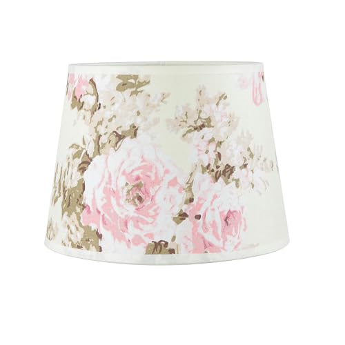 Lampenschirm E14 Ø19,5cm aus Stoff floral Blumenmuster konisch für Tischlampen Vintage Look Ersatzschirm für Nachttischlampen von Licht-Erlebnisse