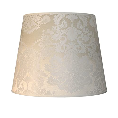 Konischer Stoff Lampenschirm Stehlampe für E27 Barock-Muster Ecru Weiß Textil Schirm Stehleuchte von Licht-Erlebnisse