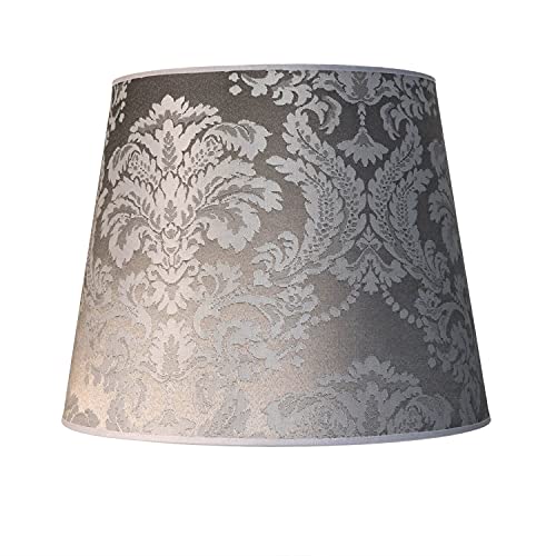 XL Lampenschirm Stoff in Silber für Stehlampen Wohnzimmer H:30 cm E27 blendarm wohnlich konischer Leuchtenschirm WILLOW von Licht-Erlebnisse