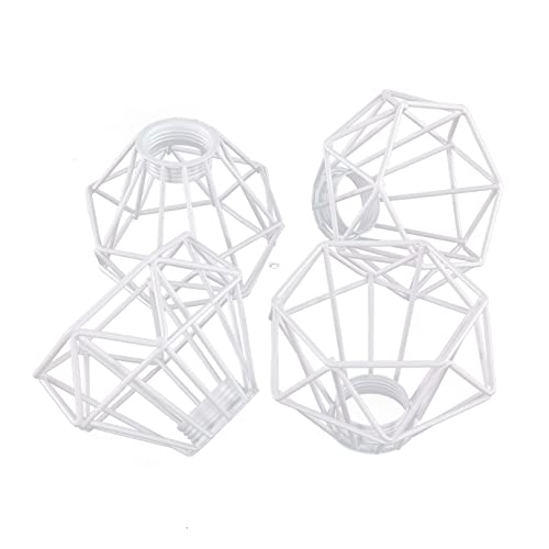 Lampenschirm Weiß Metall 4er Set geometrisch für E14 Tischlampe Tischleuchte Leuchtenschirm von Licht-Erlebnisse