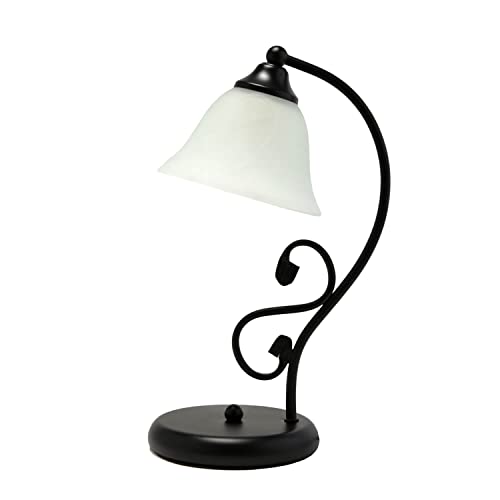 Tischleuchte Glas Metall Schwarz Weiß Nachttisch Schlafzimmer H:38 cm E27 Rustikal Landhaus blendarme Tischlampe Innen DOROTHEA Tischleuchte Glas Metall Schwarz Weiß Nachttisch Schlafzimmer H:38 cm E27 Rustikal Landhaus blendarme Tischlampe Innen DOROTHEA von Licht-Erlebnisse