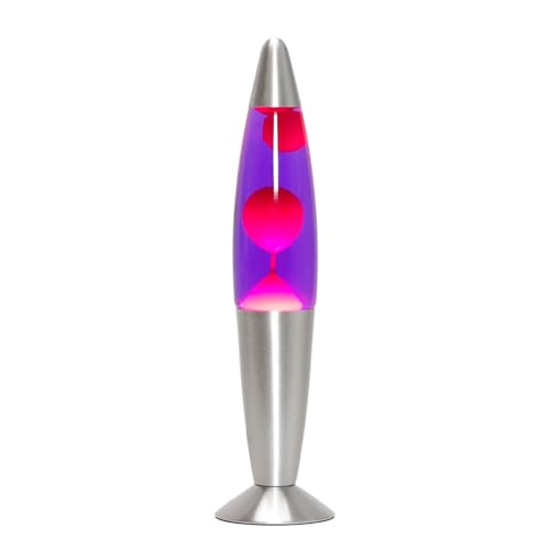 Lavalampe 36 cm rot lila Timmy, Retro Deko Lampe, G9 25 W mit Kabelschalter, Geschenkidee Weihnachten, inklusive Leuchtmittel, Mini Lavalampe Rot Lila von Licht-Erlebnisse