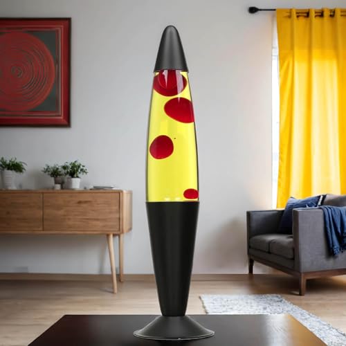 Lavalampe Rot Gelb Schwarz, Retro Lampe, aktiv, warm, 42 cm, G9 25 W mit Kabelschalter, inklusive Leuchtmittel, Geschenkidee Weihnachten, Lava Tisch Leuchte Lavalampe Rot Gelb Schwarz, Retro Lampe, aktiv, warm, 42 cm, G9 25 W mit Kabelschalter, inklusive Leuchtmittel, Geschenkidee Weihnachten, Lava Tisch Leuchte von Licht-Erlebnisse