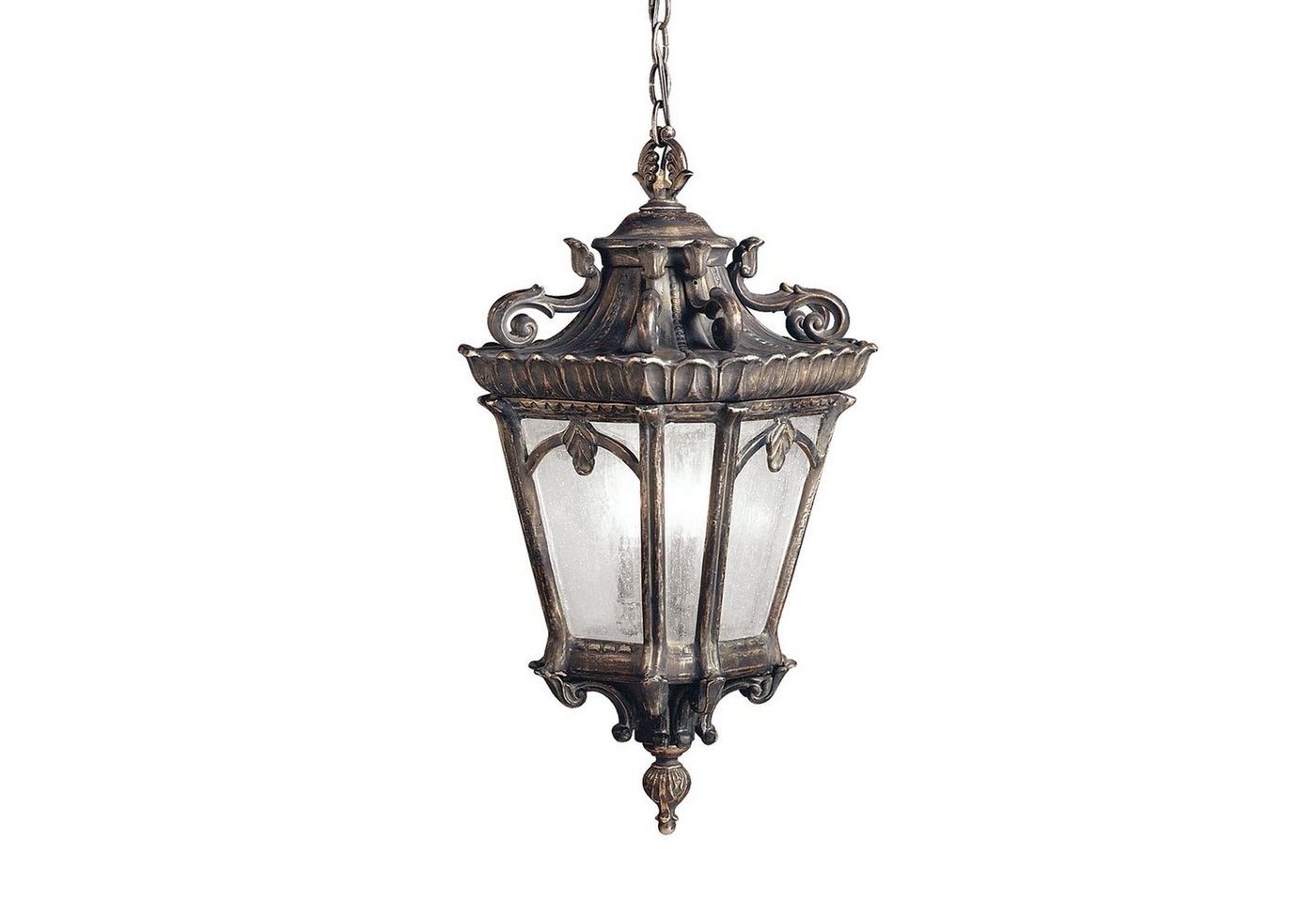 Licht-Erlebnisse Außen-Deckenleuchte AMELIA, ohne Leuchtmittel, Außenlampe E27 IP23 Braun Haus Hof Glas Aluminium Vintage Hängelampe von Licht-Erlebnisse