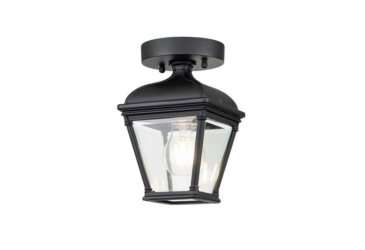 Licht-Erlebnisse Außen-Deckenleuchte CHELTENHAM, ohne Leuchtmittel, Glas Aluminium B: 14,2 cm IP44 Schwarz E27 Vintage Design Licht-Erlebnisse Außen-Deckenleuchte CHELTENHAM, ohne Leuchtmittel, Glas Aluminium B: 14,2 cm IP44 Schwarz E27 Vintage Design von Licht-Erlebnisse