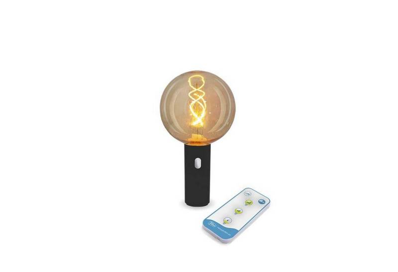 Licht-Erlebnisse Außen-Deckenleuchte ILOCA, LED fest integriert, Warmweiß, LED Akku dimmbar Fernbedienung IP54 2200 K 400 lm D: 12 cm Schwarz von Licht-Erlebnisse