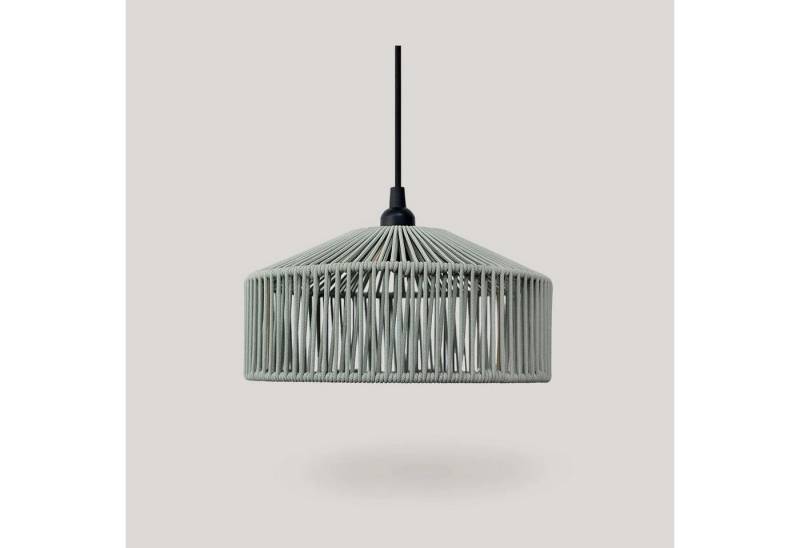 Licht-Erlebnisse Außen-Deckenleuchte JEJU, ohne Leuchtmittel, Grün inkl. LED IP54 Ø 30 cm Seil Lampenschirm Boho außen Outdoor von Licht-Erlebnisse