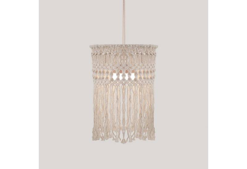 Licht-Erlebnisse Außen-Deckenleuchte KANI, LED fest integriert, Warmweiß, LED Akku IP54 D: 30 cm Beige warmweiß 2700 K 900 lm Baumwollschirm von Licht-Erlebnisse