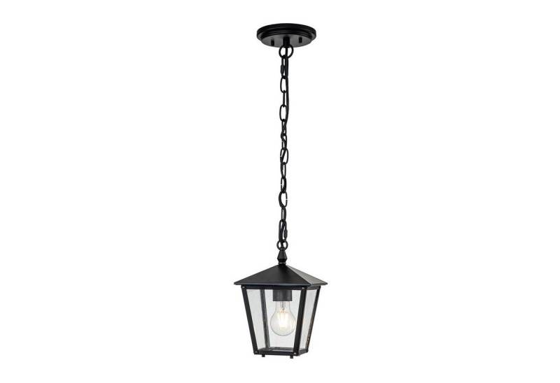 Licht-Erlebnisse Außen-Deckenleuchte MACCLESFIELD, ohne Leuchtmittel, Glas Aluminium E27 IP44 17,8 cm breit H: max. 192 cm Schwarz Rustikal von Licht-Erlebnisse