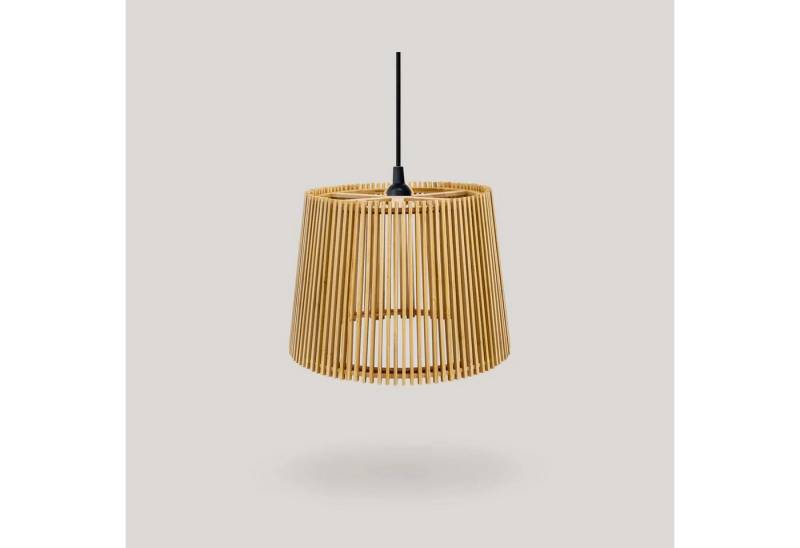 Licht-Erlebnisse Außen-Deckenleuchte YOKKA, ohne Leuchtmittel, Hängelampe außen Holz Metall E27 IP44 Ø 39 cm Modern von Licht-Erlebnisse