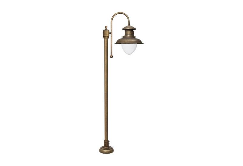 Licht-Erlebnisse Außen-Stehlampe AMALFI, ohne Leuchtmittel, 150 cm E27 IP44 in Bronze Antik matt Garten Hof Glas Messing Maritim von Licht-Erlebnisse