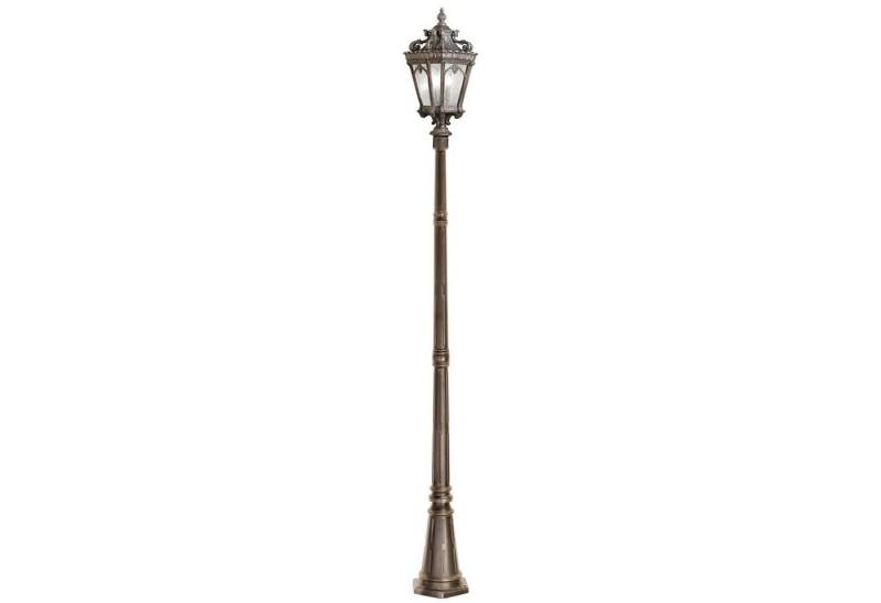 Licht-Erlebnisse Außen-Stehlampe AMELIA, ohne Leuchtmittel, Wegeleuchte 295 cm E14 IP44 Braun Hof Garten Glas Aluminium Vintage von Licht-Erlebnisse