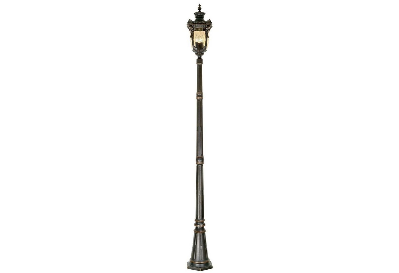 Licht-Erlebnisse Außen-Stehlampe AMY, ohne Leuchtmittel, Stehlampe außen IP44 Creme Bronze E27 237 cm Glas Metall Rustikal von Licht-Erlebnisse