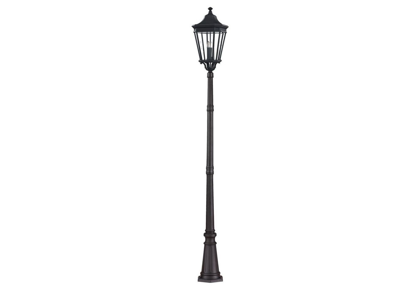 Licht-Erlebnisse Außen-Stehlampe CHARLES, ohne Leuchtmittel, Stehlampe außen 257 cm Schwarz Hof Haus Glas Aluminium IP44 E14 von Licht-Erlebnisse