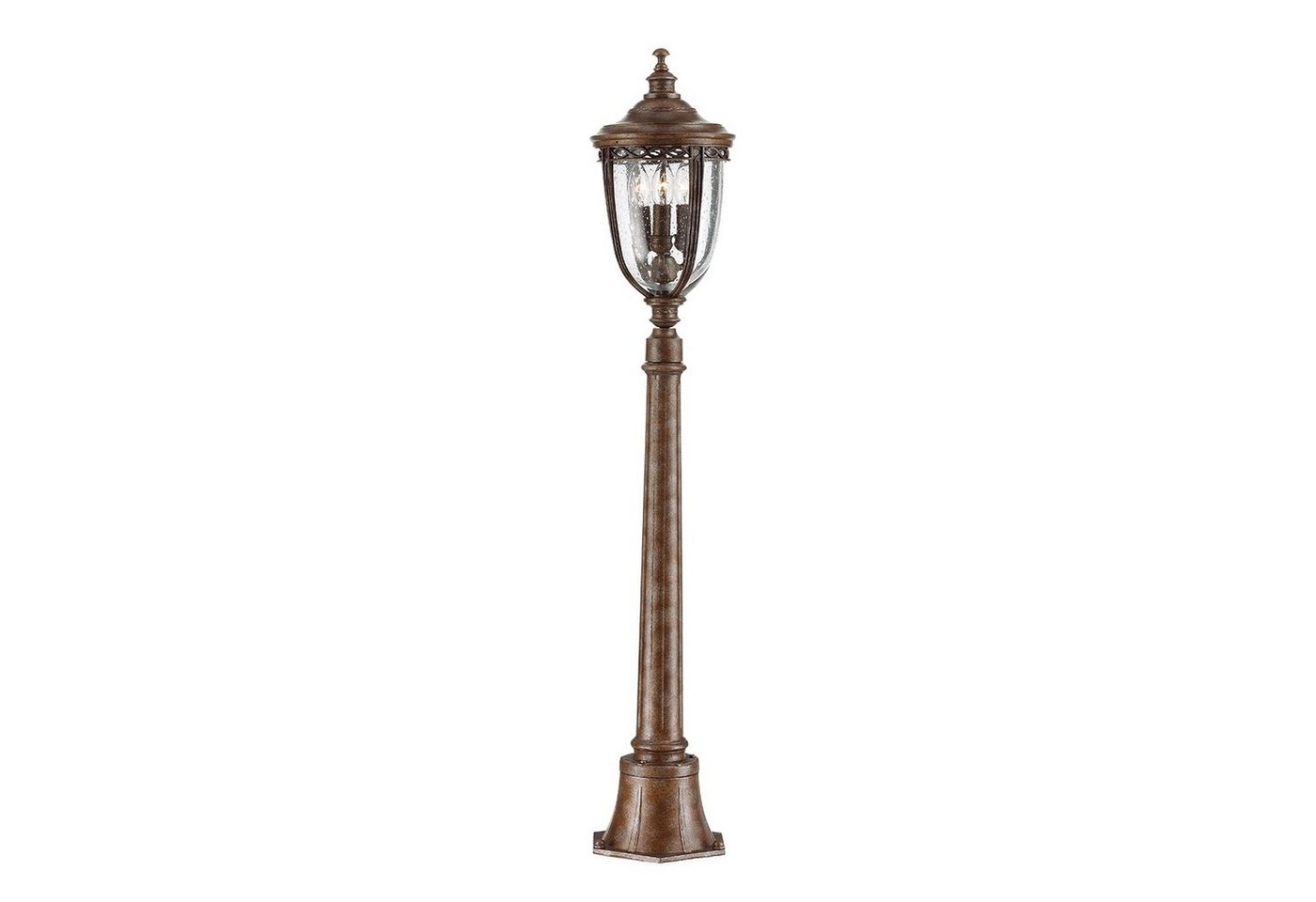 Licht-Erlebnisse Außen-Stehlampe EDMUND, ohne Leuchtmittel, Wegeleuchte Bronze IP44 E14 118 cm Glas Metall Rustikal Stehleuchte von Licht-Erlebnisse