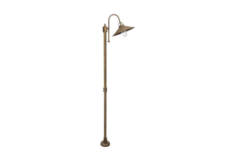 Licht-Erlebnisse Außen-Stehlampe GIADA, ohne Leuchtmittel, GIADA Hof IP44 in Bronze Antik matt E27 210 cm Glas Messing Maritim von Licht-Erlebnisse