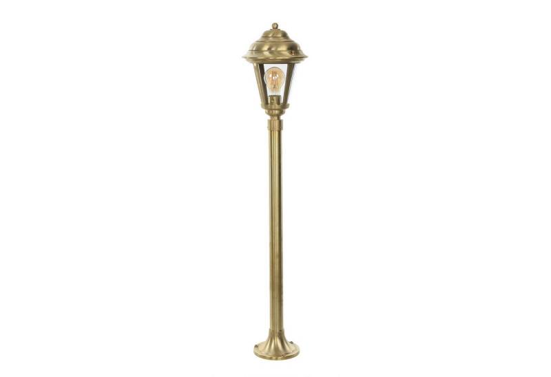 Licht-Erlebnisse Außen-Stehlampe LAMIA, ohne Leuchtmittel, Wegeleuchte Messing Nickel matt H:100cm IP43 Laterne Garten Terrasse von Licht-Erlebnisse