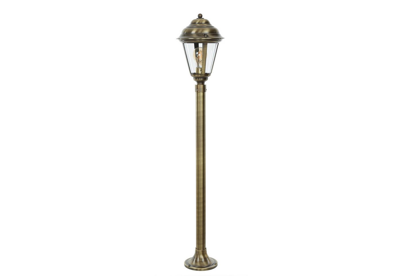 Licht-Erlebnisse Außen-Stehlampe LAMIA, ohne Leuchtmittel, Wegeleuchte Messing Nickel matt H:100cm IP43 Laterne Garten Terrasse von Licht-Erlebnisse