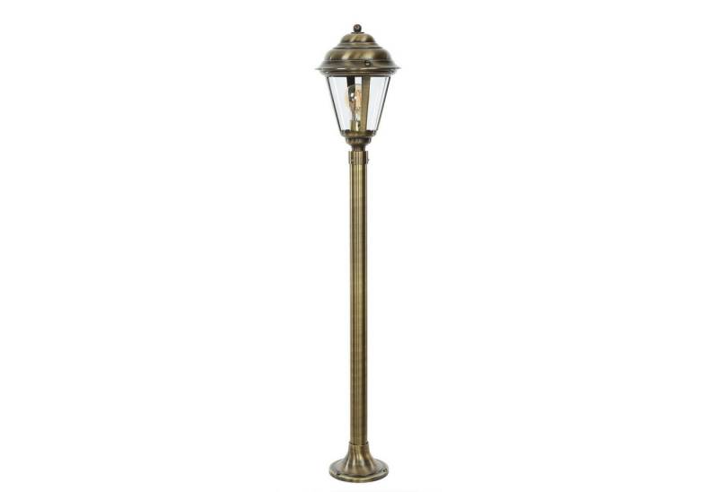 Licht-Erlebnisse Außen-Stehlampe LAMIA, ohne Leuchtmittel, Wegeleuchte Messing Nickel matt H:100cm IP43 Laterne Garten Terrasse von Licht-Erlebnisse