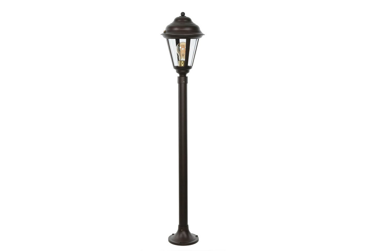Licht-Erlebnisse Außen-Stehlampe LAMIA, ohne Leuchtmittel, Wegeleuchte Messing Nickel matt H:100cm IP43 Laterne Garten Terrasse von Licht-Erlebnisse