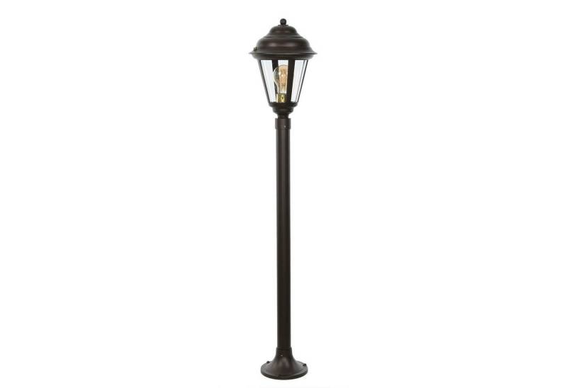 Licht-Erlebnisse Außen-Stehlampe LAMIA, ohne Leuchtmittel, Wegeleuchte Messing Nickel matt H:100cm IP43 Laterne Garten Terrasse von Licht-Erlebnisse