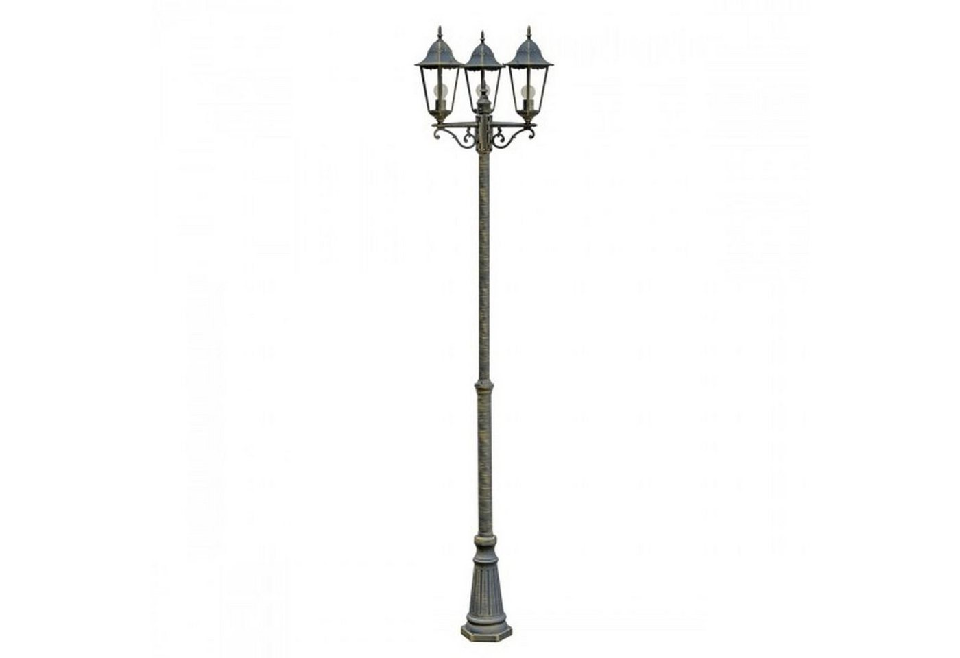 Licht-Erlebnisse Außen-Stehlampe MIGDAL, ohne Leuchtmittel, Laterne Bronze IP44 E27 220 cm Glas Aluminium Rustikal Kandelaber Haus von Licht-Erlebnisse