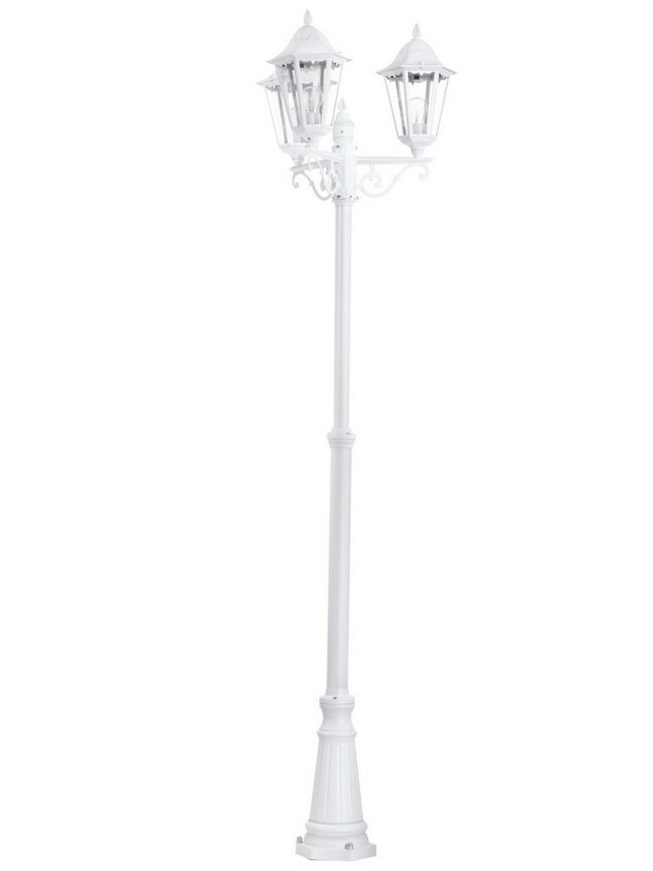 Licht-Erlebnisse Außen-Stehlampe NAVEDO, ohne Leuchtmittel, Kandelaber IP44 E27 220 cm Weiß Glas Aluminium Rustikal Laterne Haus von Licht-Erlebnisse