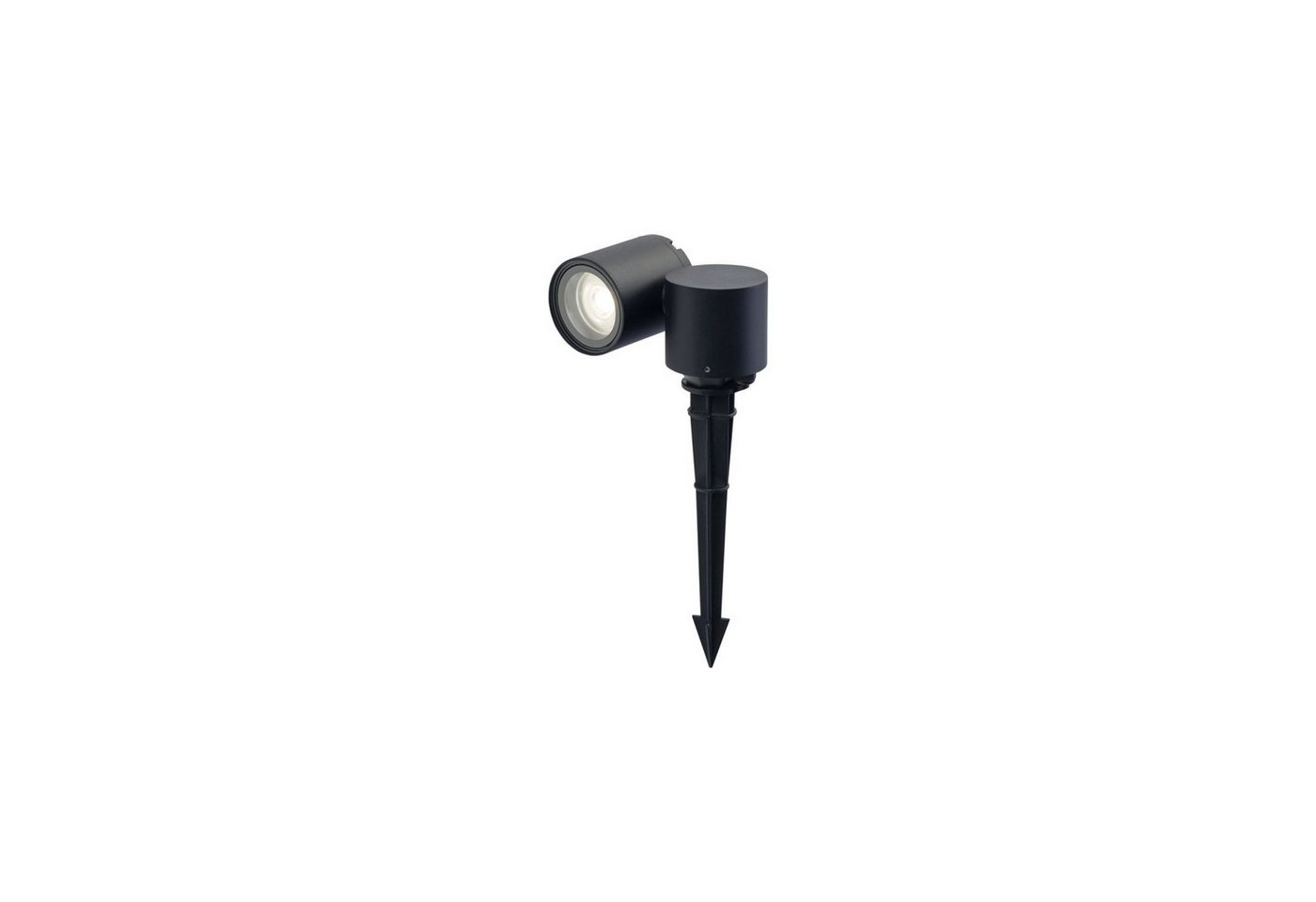 Licht-Erlebnisse Außen-Stehlampe RATKAU, ohne Leuchtmittel, Glas Aluminium verstellbar 29 cm mit Erdspieß IP54 Schwarz GU10 von Licht-Erlebnisse