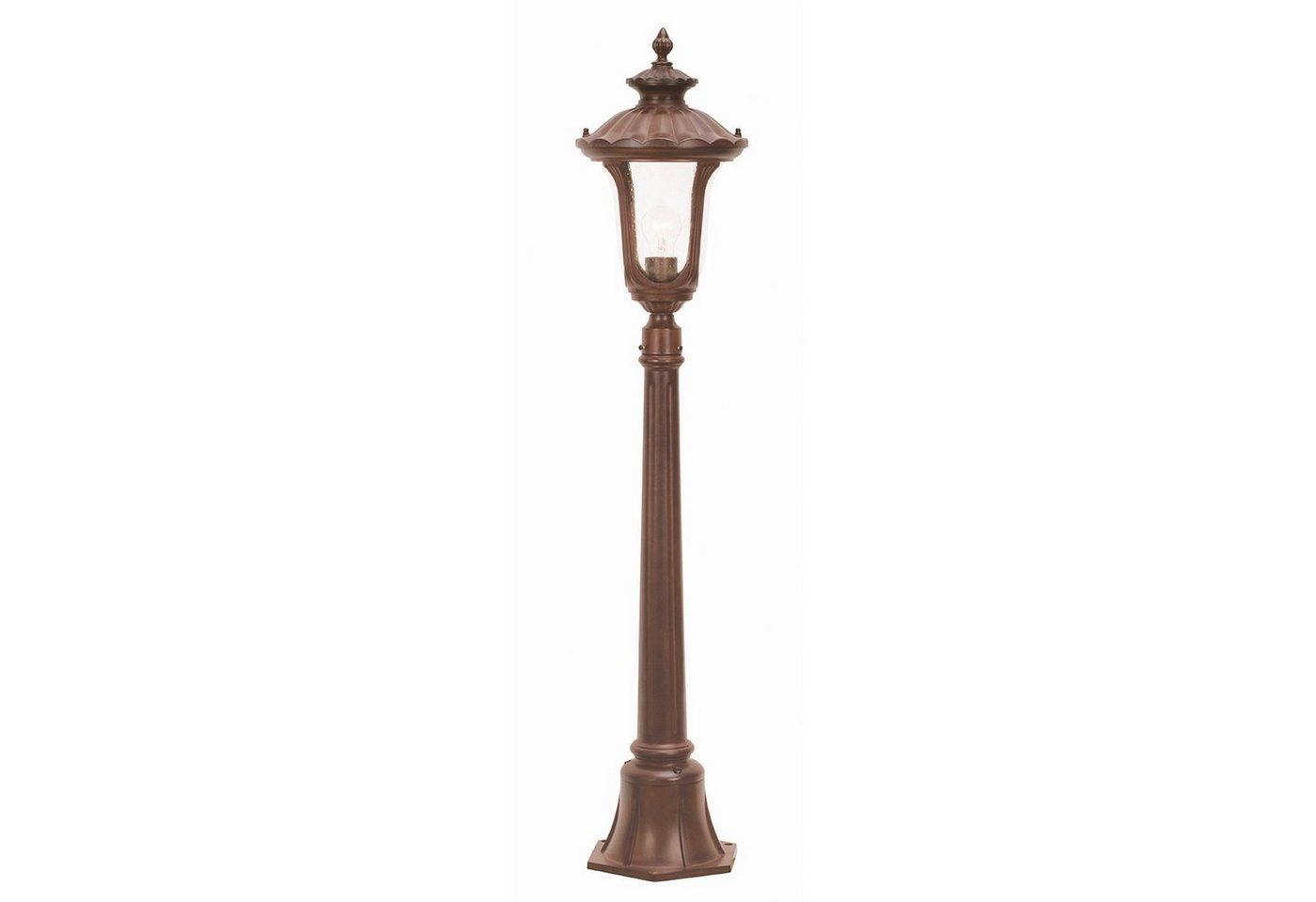 Licht-Erlebnisse Außen-Stehlampe RICHARD, ohne Leuchtmittel, Außenlampe 115 cm in Bronze Terrasse Haus Glas Metall IP44 E27 von Licht-Erlebnisse