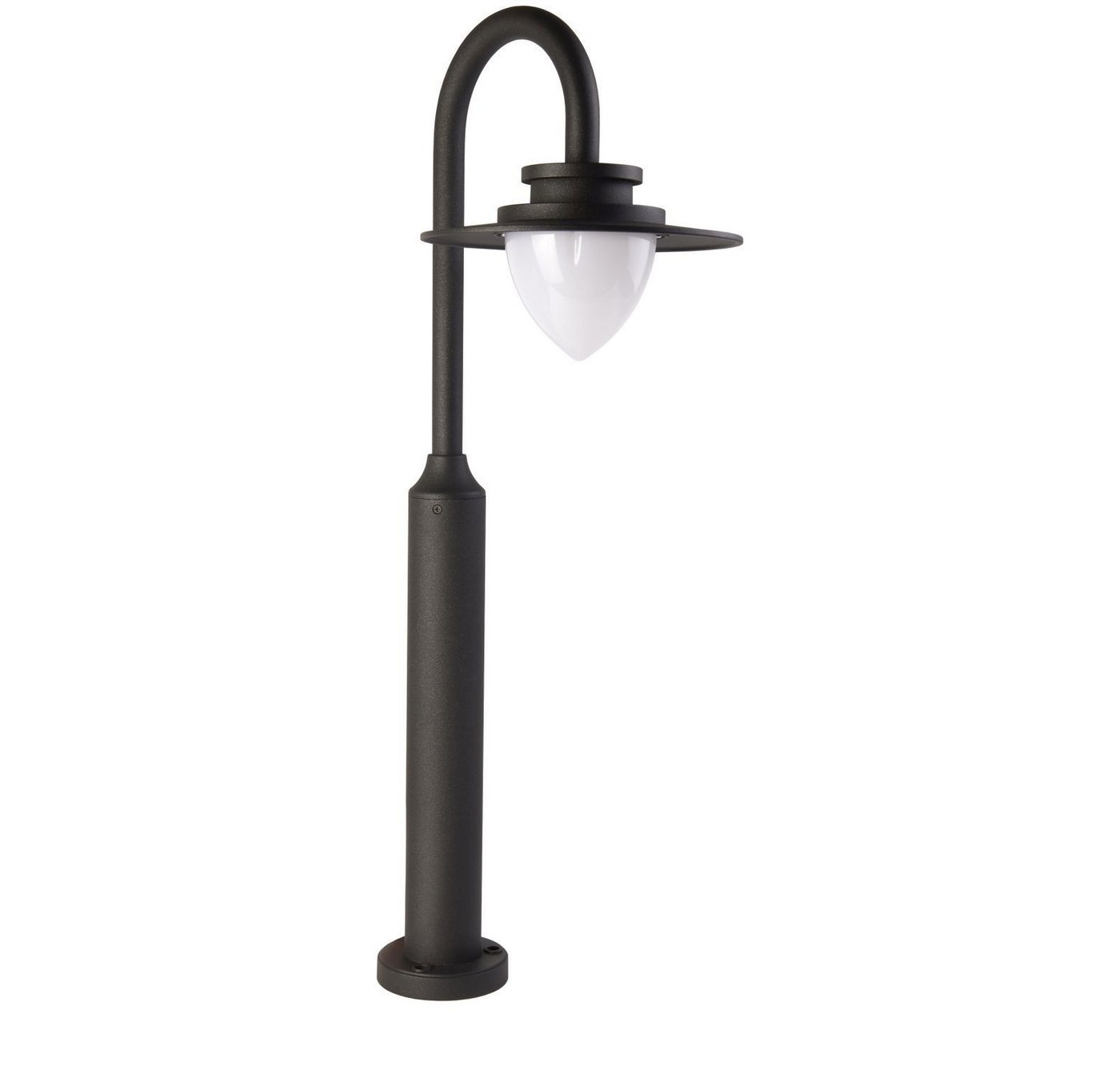 Licht-Erlebnisse Außen-Stehlampe SMYRINA, LED fest integriert, Warmweiß, LED Aluminium 79,5 cm hoch IP54 Grau Weiß warmweiß 3000 K 650 lm von Licht-Erlebnisse