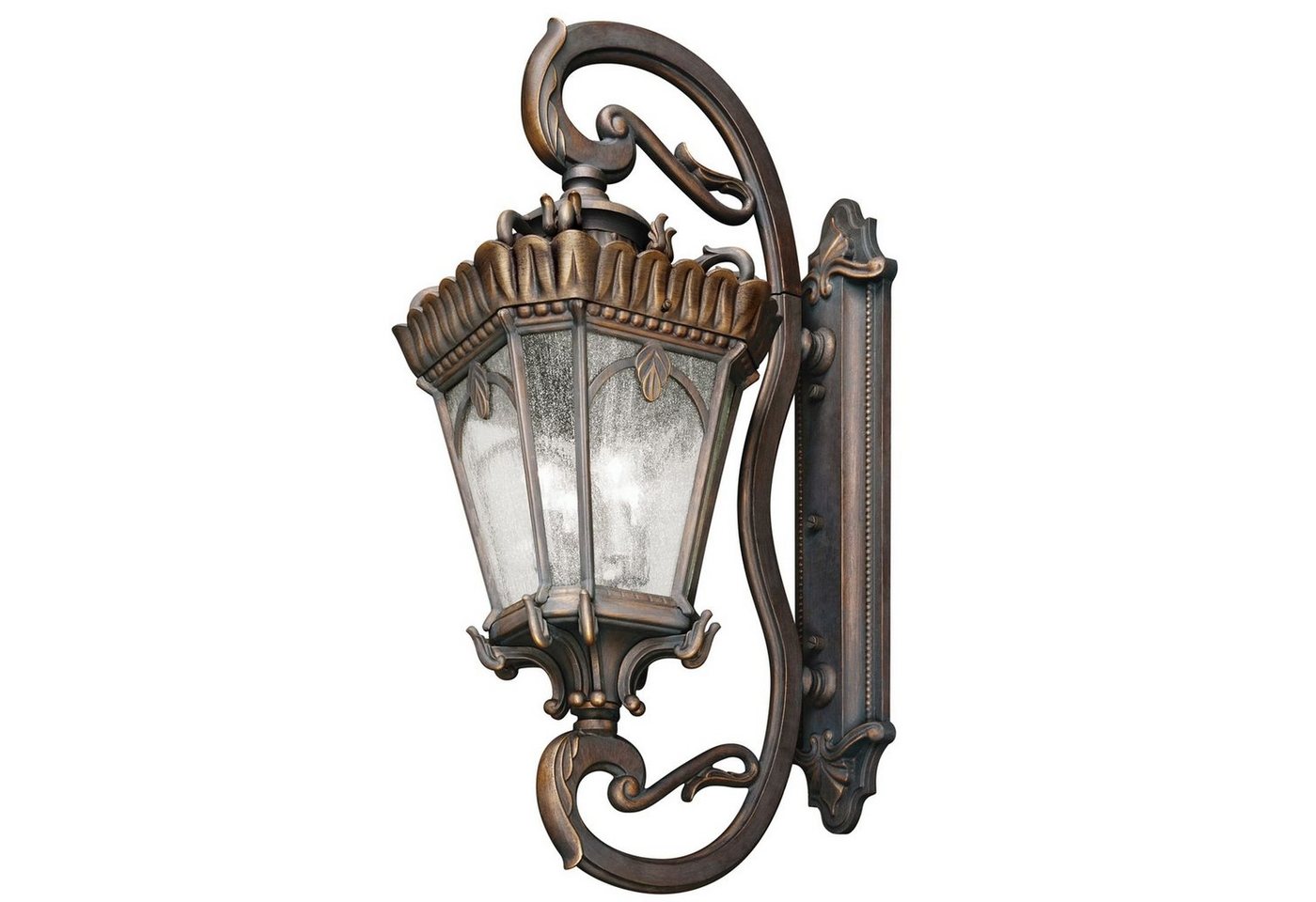 Licht-Erlebnisse Außen-Wandleuchte AMELIA, ohne Leuchtmittel, Außenwandlampe E27 IP44 Braun Hof Garten Glas Aluminium Vintage von Licht-Erlebnisse