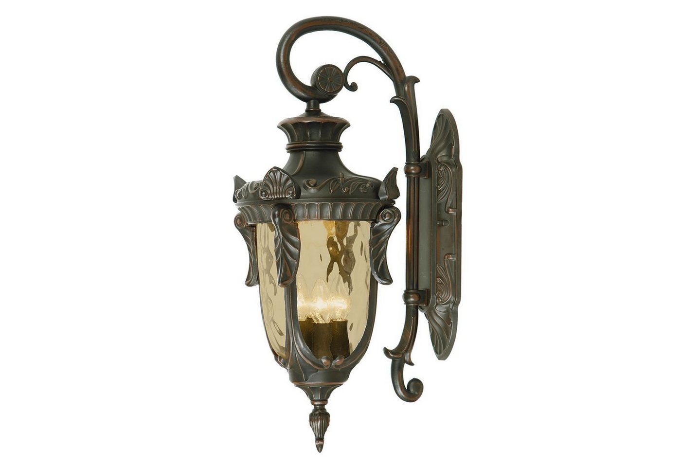 Licht-Erlebnisse Außen-Wandleuchte AMY, ohne Leuchtmittel, Außenwandleuchte IP44 E14 Creme Bronze Glas Metall Rustikal Außenlampe von Licht-Erlebnisse