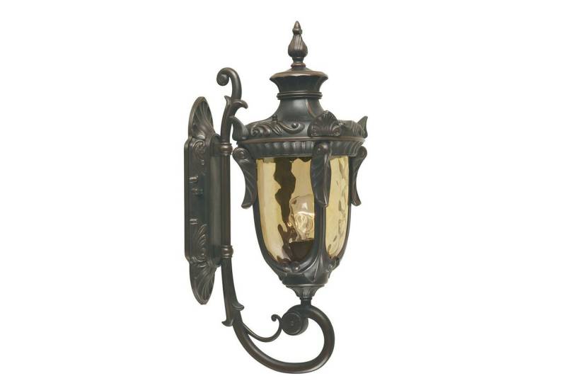 Licht-Erlebnisse Außen-Wandleuchte AMY, ohne Leuchtmittel, Außenwandleuchte IP44 E27 Creme Bronze Glas Metall Rustikal Außenlampe von Licht-Erlebnisse