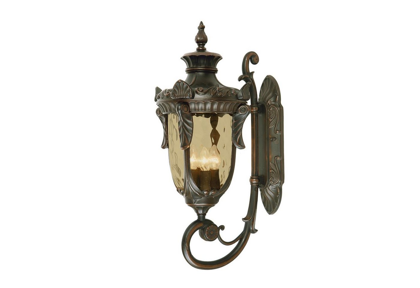 Licht-Erlebnisse Außen-Wandleuchte AMY, ohne Leuchtmittel, Wandlampe außen Creme Bronze IP44 E14 Glas Metall Rustikal Wandleuchte von Licht-Erlebnisse