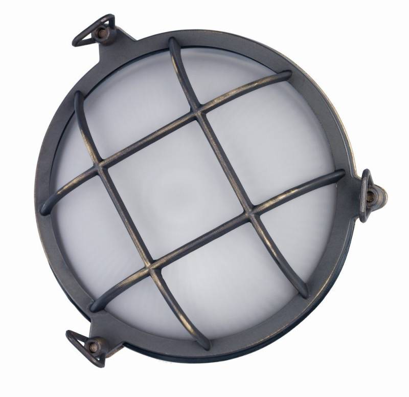 Licht-Erlebnisse Außen-Wandleuchte APPLIQUE OUTDOOR 182, ohne Leuchtmittel, Echt-Messing Wandlampe Außen Bronze dunkel Ø25cm handgefertigt von Licht-Erlebnisse