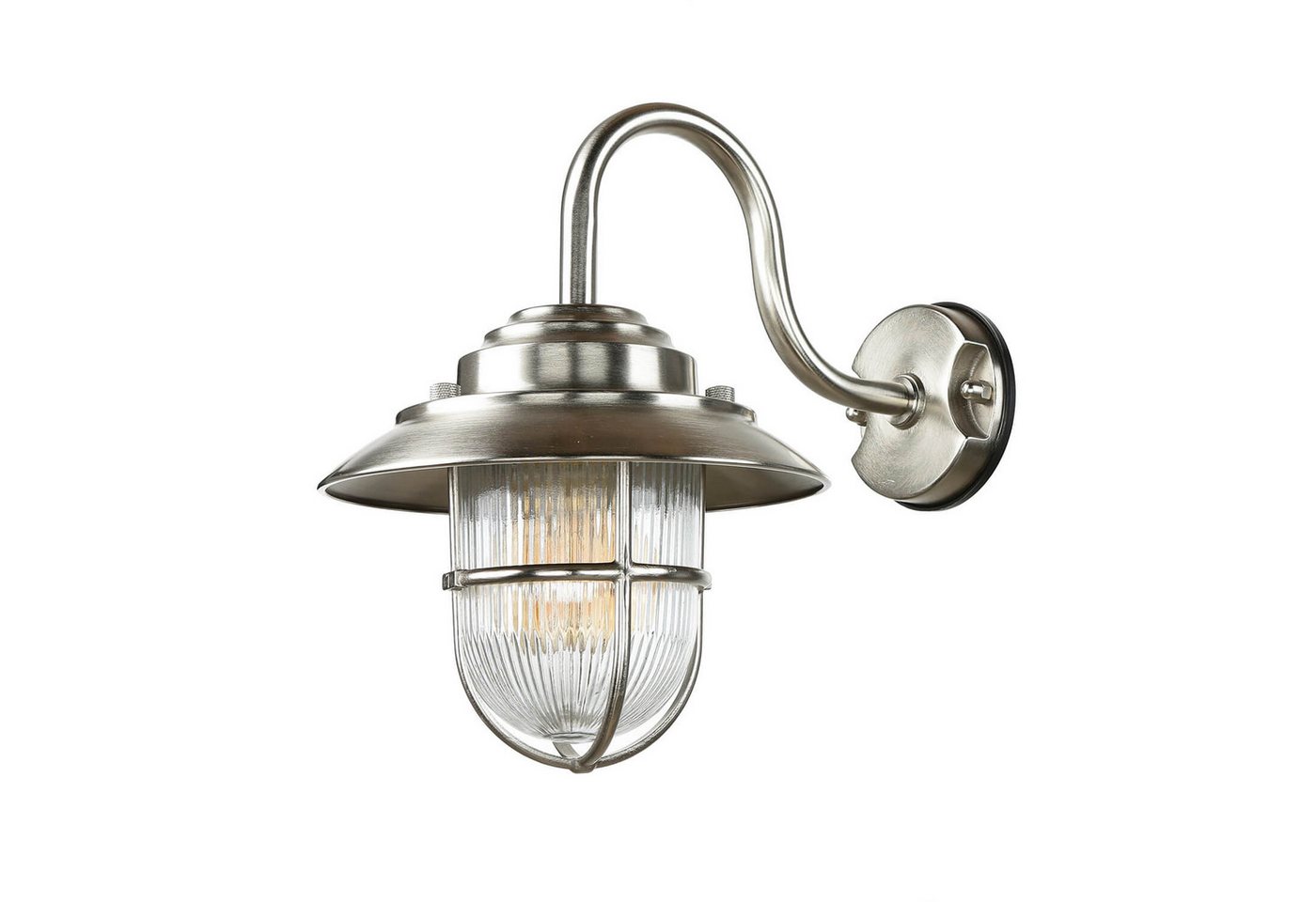 Licht-Erlebnisse Außen-Wandleuchte BOLOS, ohne Leuchtmittel, Außenlampe Echt-Messing Maritim IP64 Wandlaterne Garten von Licht-Erlebnisse