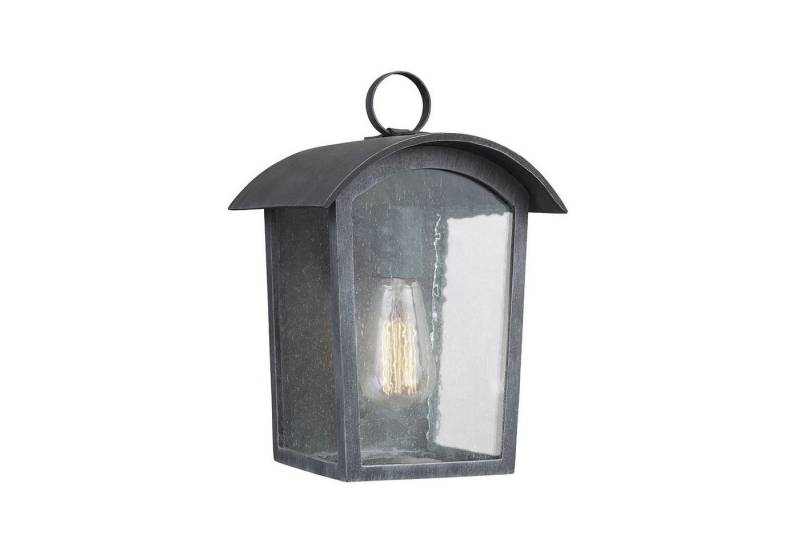 Licht-Erlebnisse Außen-Wandleuchte CADORA, ohne Leuchtmittel, Außenwandleuchte IP44 E27 Schwarz Glas Rustikal Außenwandlampe Haus von Licht-Erlebnisse