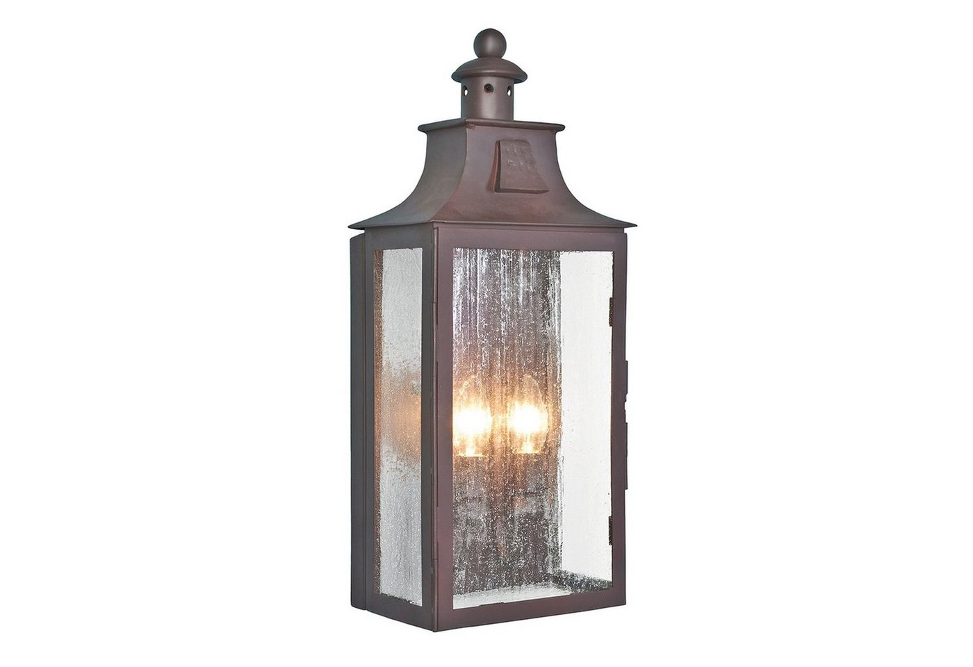 Licht-Erlebnisse Außen-Wandleuchte CAMPDEN, ohne Leuchtmittel, Außenlampe Wand Terrasse Haus IP43 Bronze E14 Glas Eisen Vintage von Licht-Erlebnisse