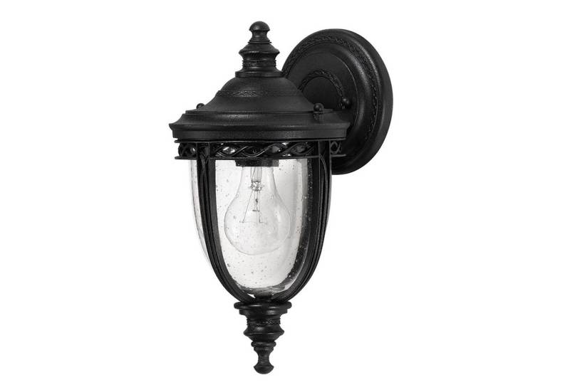 Licht-Erlebnisse Außen-Wandleuchte EDMUND, ohne Leuchtmittel, Außenleuchte Wand Terrasse Garten IP44 Schwarz E27 Glas Metall von Licht-Erlebnisse