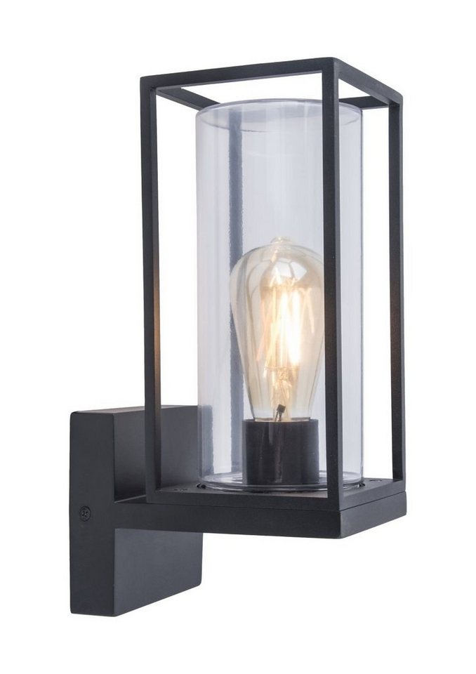 Licht-Erlebnisse Außen-Wandleuchte ELLAYINA, ohne Leuchtmittel, Außenwandleuchte IP44 Anthrazit E27 Glas Aluminium Modern Wandleuchte von Licht-Erlebnisse