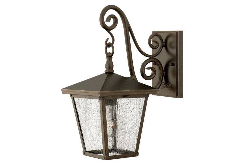 Licht-Erlebnisse Außen-Wandleuchte FELTON, ohne Leuchtmittel, Wandleuchte außen Hof Terrasse IP44 Bronze E27 Glas Metall Rustikal von Licht-Erlebnisse