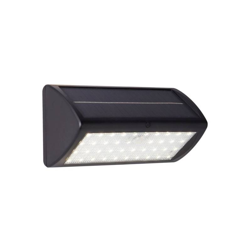 Licht-Erlebnisse Außen-Wandleuchte JACOB, LED fest integriert, Warmweiß, LED Solar Metall Bewegungsmelder 20,5 cm breit IP44 Schwarz Weiß von Licht-Erlebnisse